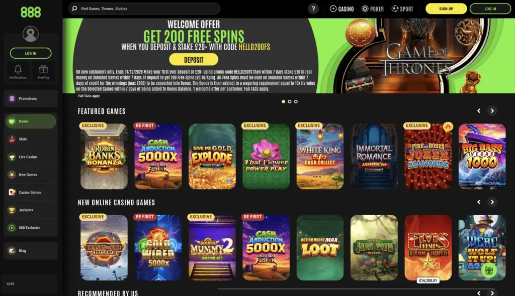 888casino Homepage