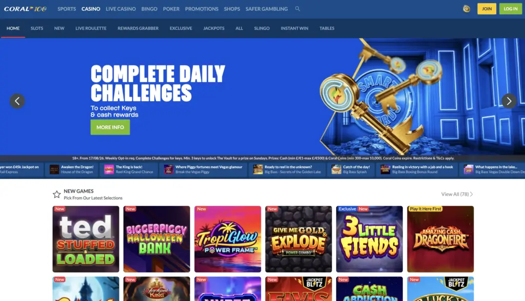 Coral Casino Homepage