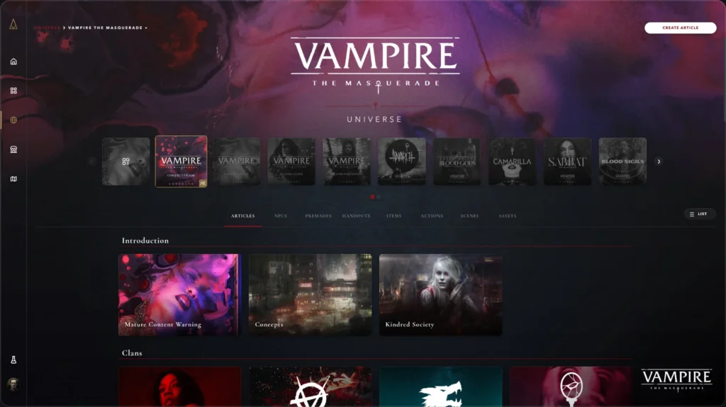 Vampire- The Masquerade homepage