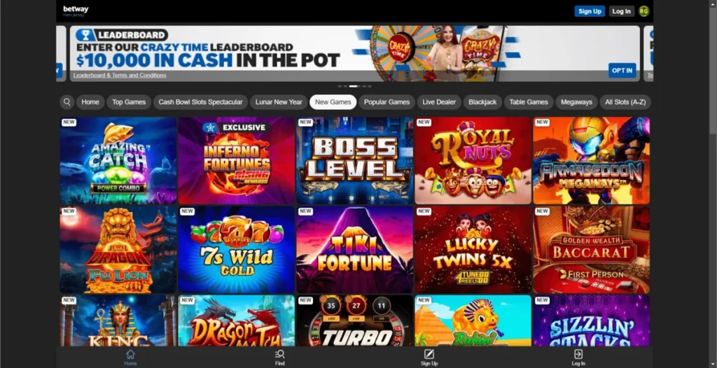 Betway Casino homepage