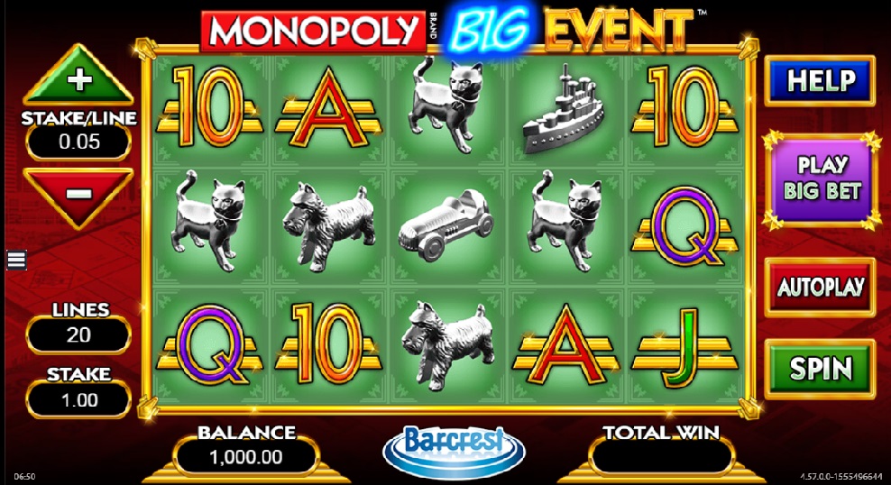 Monopoly Big Event homepage