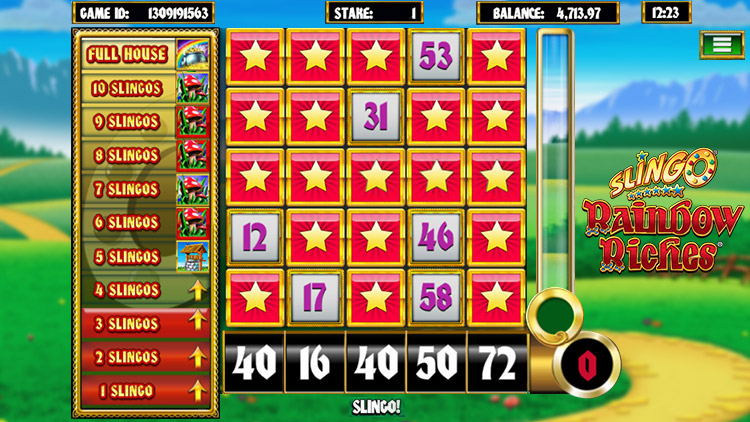 Slingo Rainbow Riches homepage