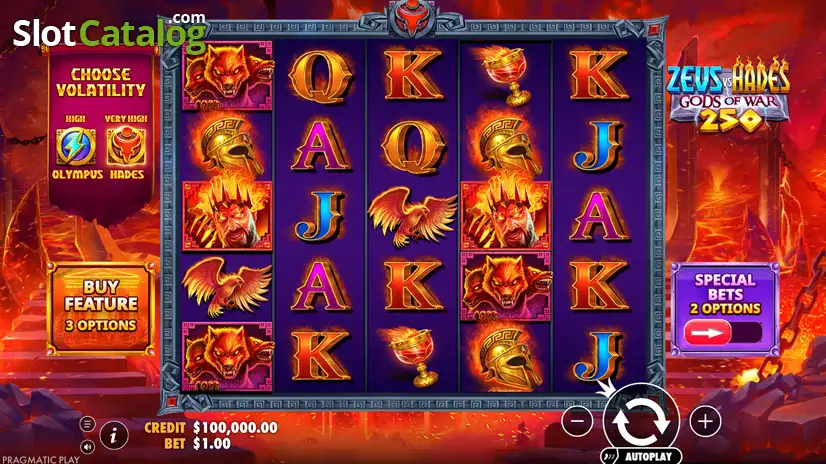 Zeus vs Hades Gods of War 250 homepage