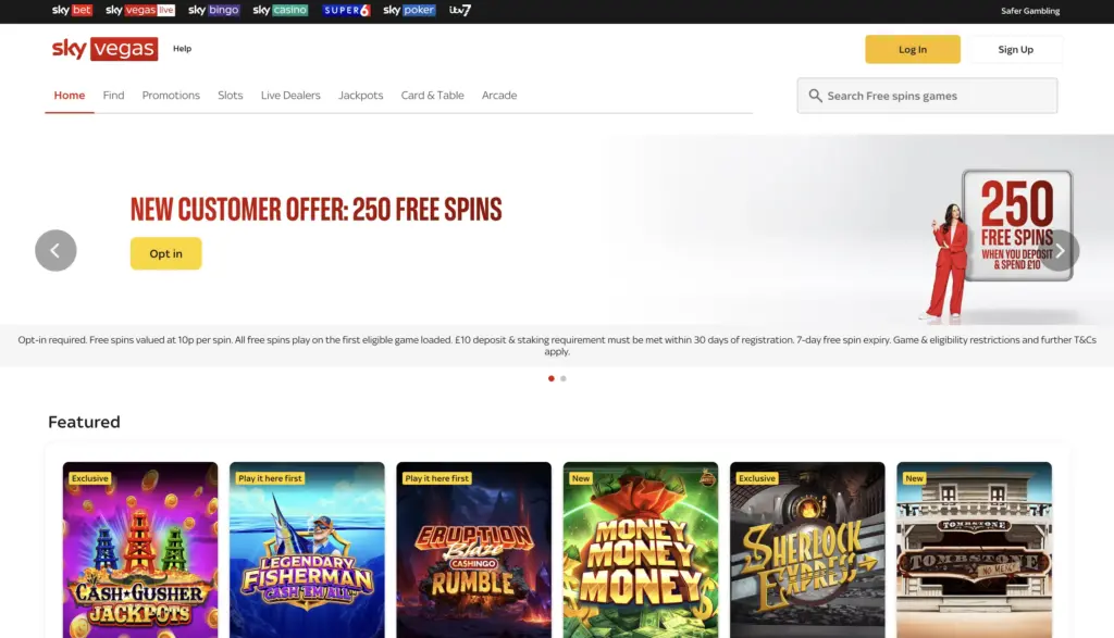 Sky Vegas Homepage