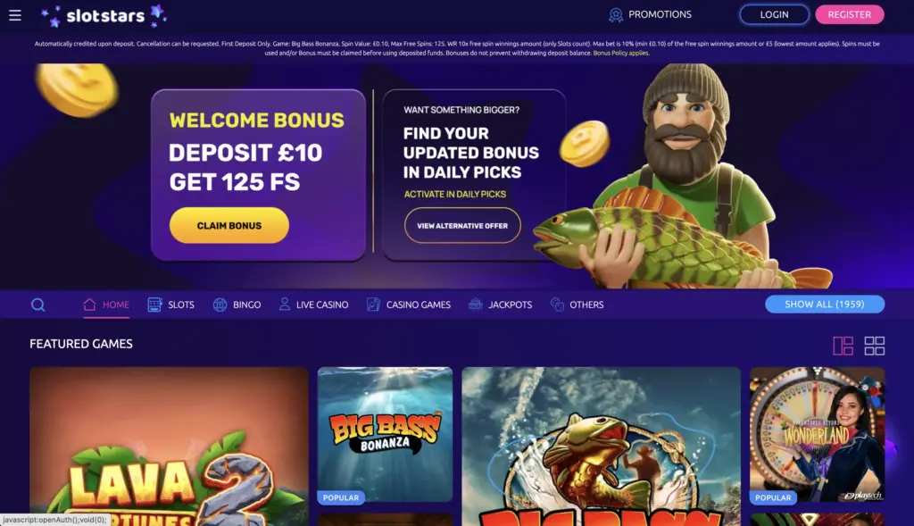 SlotStars Homepage