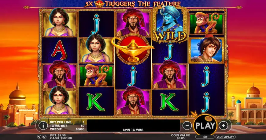 3 Genie Wishes slot gameplay