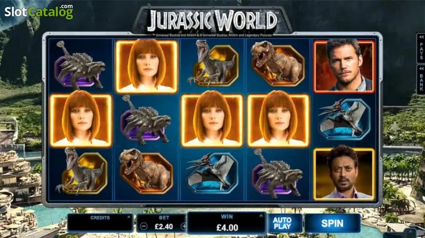 Jurassic World slot gameplay