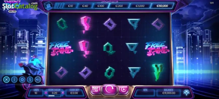 Neon Rush: Splitz slot gameplay