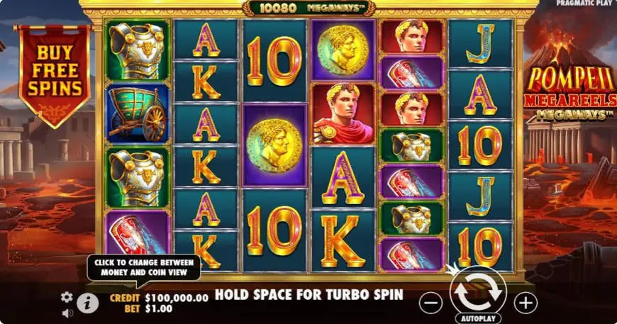 Pompeii Megareels Megaways slot gameplay