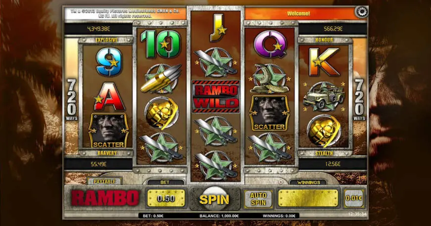 Rambo slot gameplay