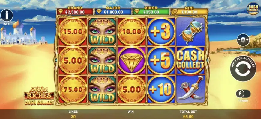 Sahara Riches Cash Collect slot gameplay
