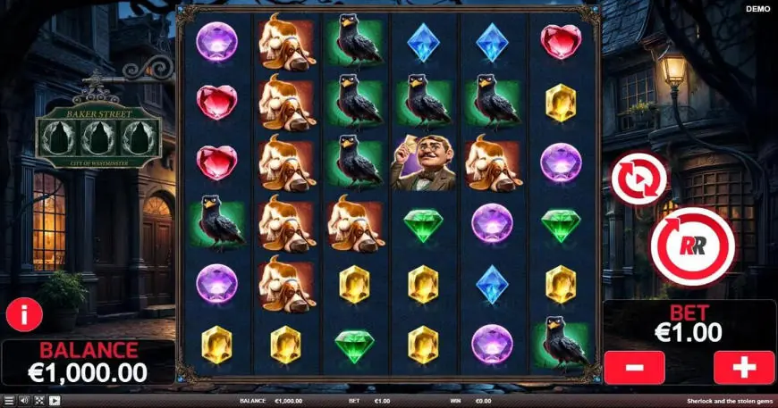 Sherlock and the Stolen Gems slot gameplay