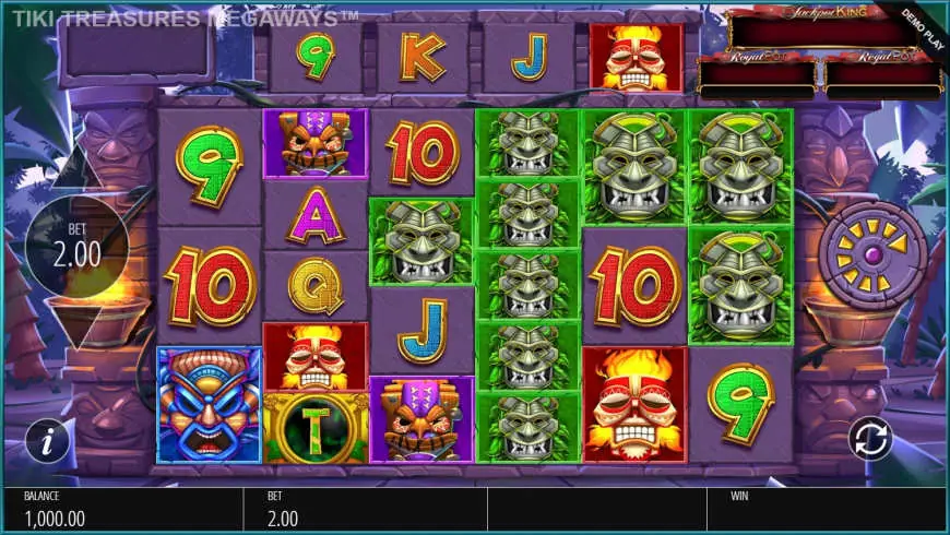Tiki Treasures Megaways slot gameplay