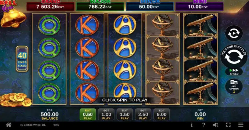 40 Zodiac Wheel Bell Link slot gameplay screenshot