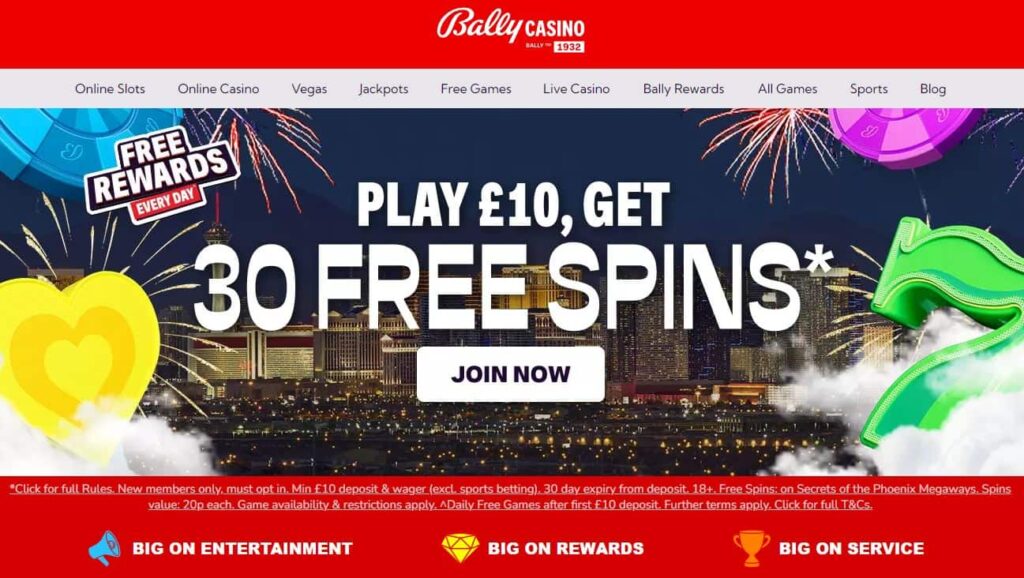 Bally Casino homepage