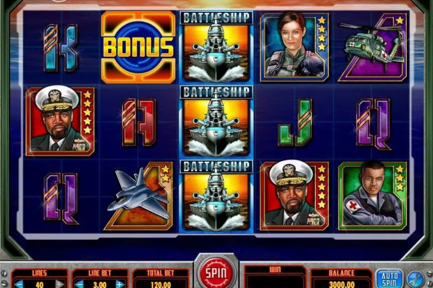 Battleship slot gameplay screenshot