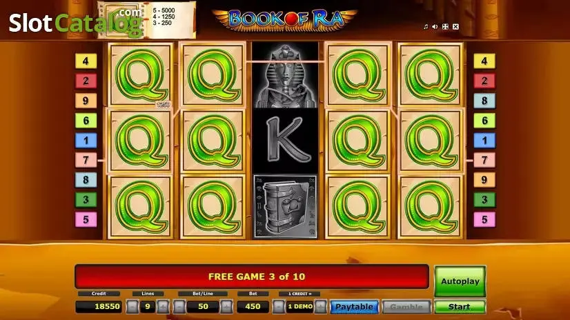 Book of Ra slot gameplay screenshot