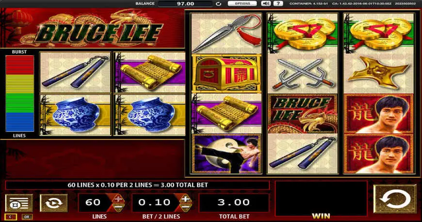 Bruce Lee slot gameplay screenshot