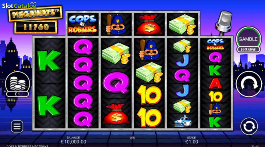 Cops and Robbers Megaways slot gameplay screenshot