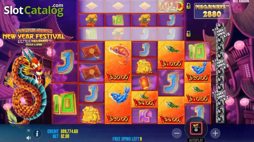 Floating Dragon New Year Festival slot gameplay screenshot