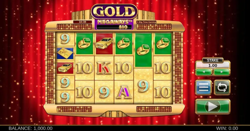 Gold Megaways slot gameplay screenshot