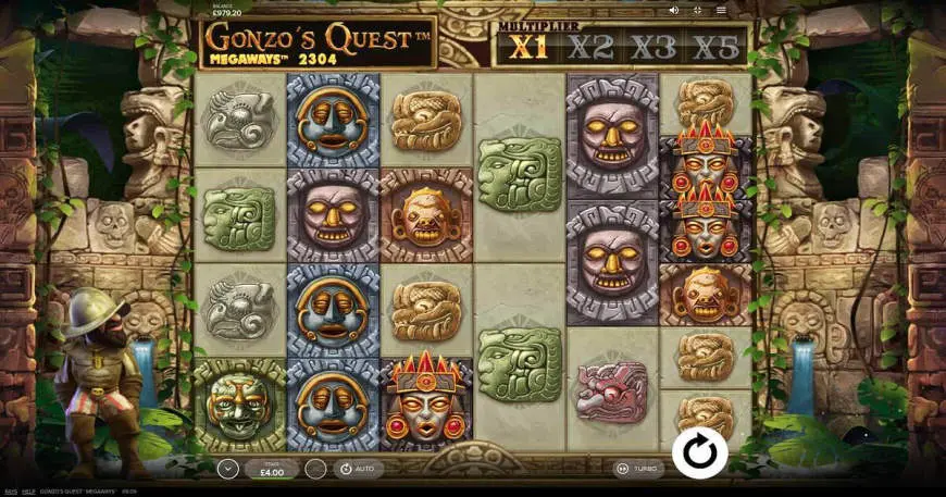 Gonzo’s Quest Megaways slot gameplay screenshot