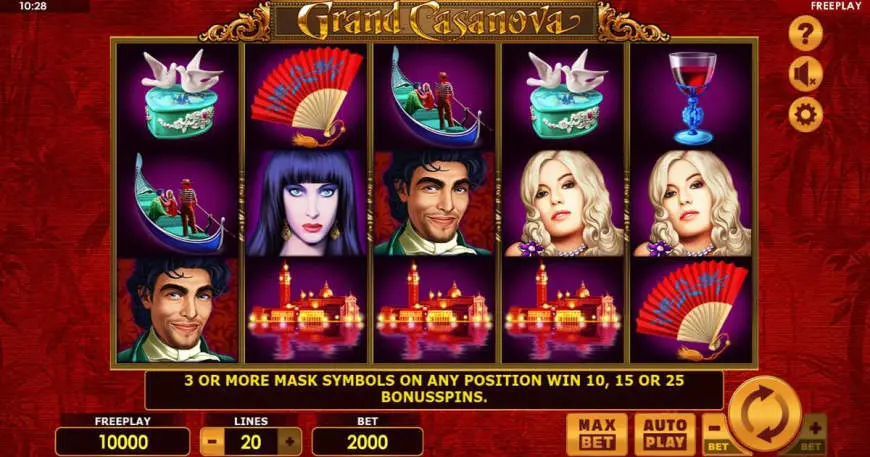 Grand Casanova slot gameplay screenshot