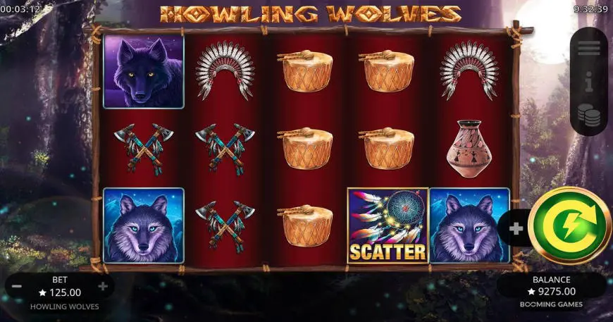 Howling Wolves slot gameplay screenshot