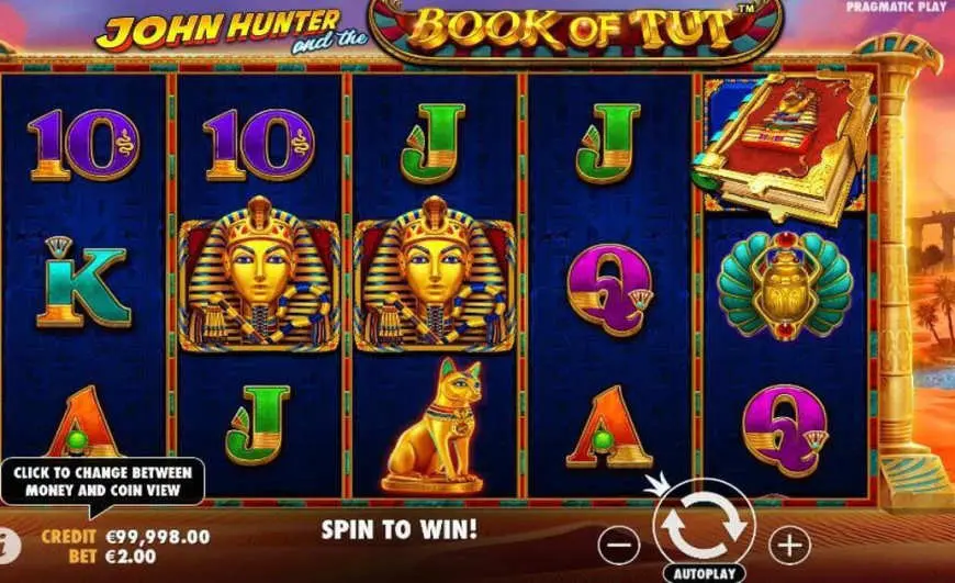 John Hunter and the Book of Tut slot gameplay screenshot