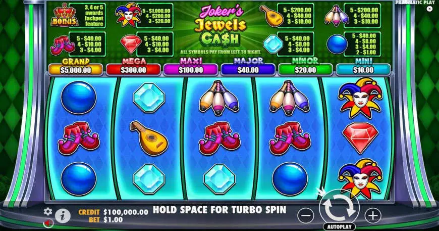 Joker’s Jewels Cash slot gameplay screenshot