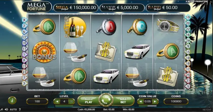 Mega Fortune slot gameplay screenshot