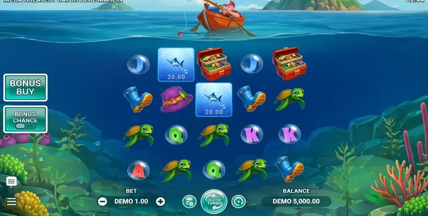 Mega Greatest Catch: Blue Marlin slot gameplay