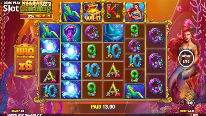 Mermaid Queen Megaways slot gameplay screenshot