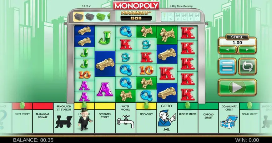 Monopoly Megaways slot gameplay screenshot