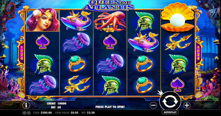 Queen of Atlantis slot gameplay screenshot