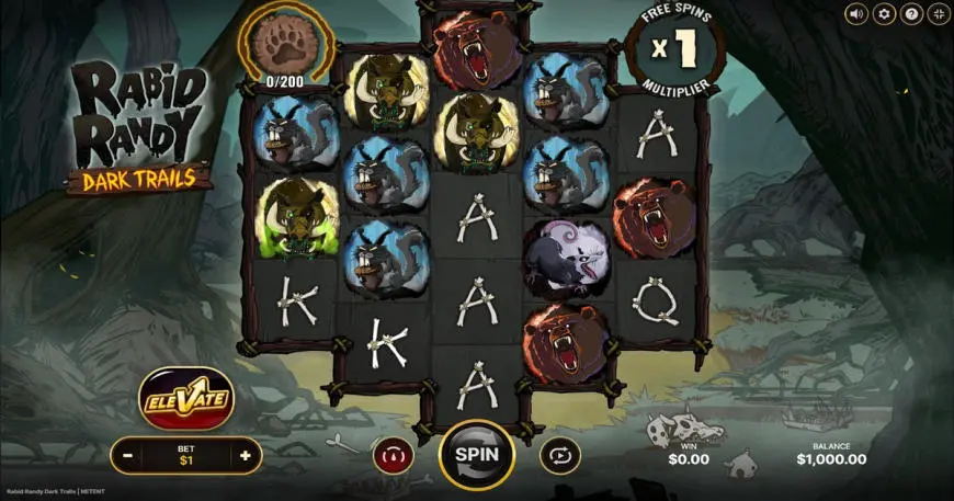 Rabid Randy Dark Trails slot gameplay screenshot
