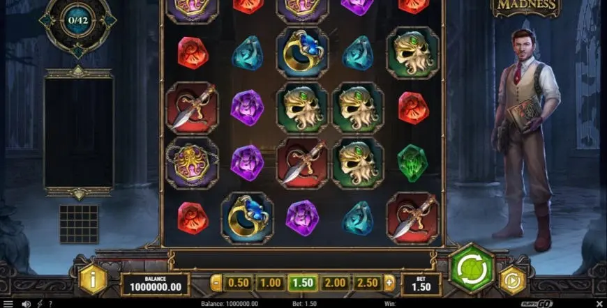 Rich Wilde and the Tome of Madness slot gameplay screenshot