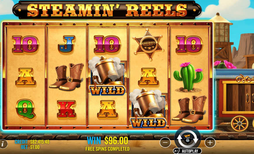 Steamin' Reels slot gameplay screenshot