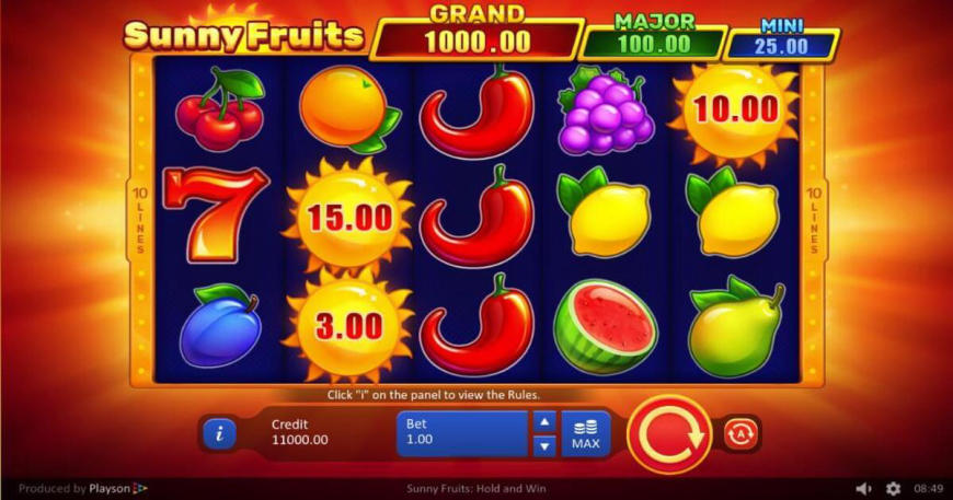 Sunny Fruits: Hold and Win slot gameplay