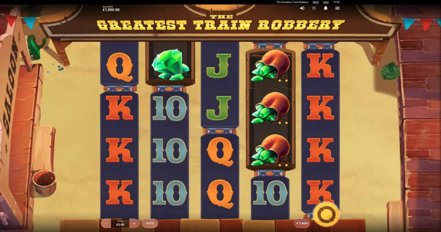 The Greatest Train Robbery slot gameplay screenshot