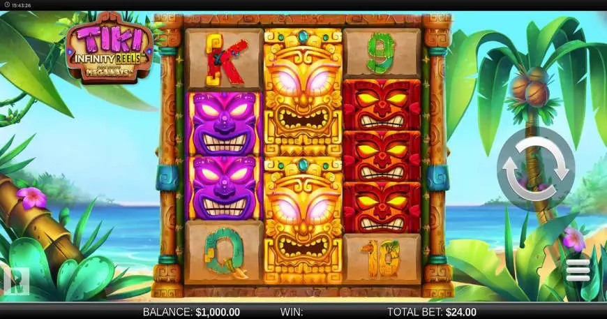 Tiki Infinity Reels Megaways slot gameplay screenshot