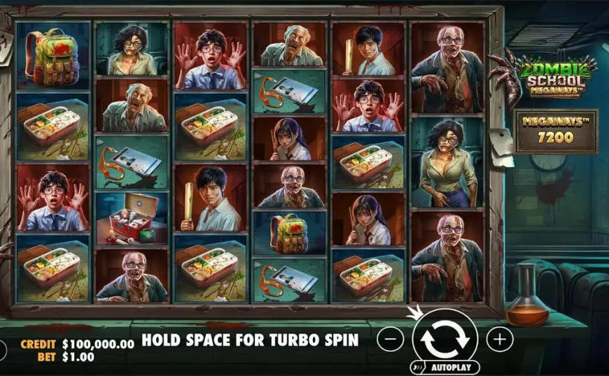 Zombie School Megaways slot gameplay screenshot